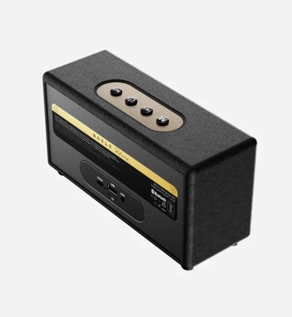 Boult RetroAmp X40 Dual Drivers, 40W Power, 10H Battery, Classic Rugged Leather, 5.3V 40 W Bluetooth Home Audio Speaker (Vintage Gold, Stereo Channel)