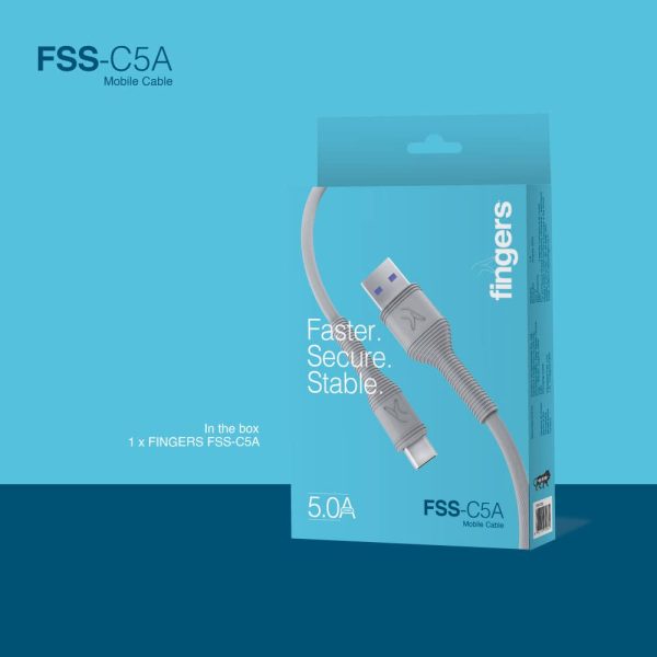 FINGERS FSS-C5A USB-A to Type-C Mobile Cable (‎Steel Grey)