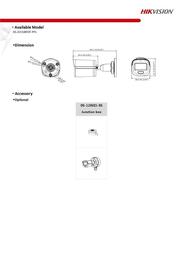 HIKVISION 3K ColorVu Audio Fixed Mini Bullet Camera DS-2CE10KF0T-PFS