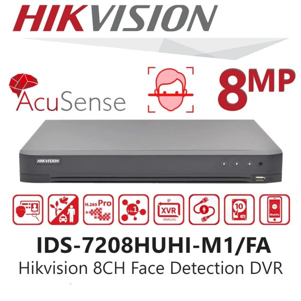 HIKVISION 8 Channel AcuSense 8MP 4K DVR iDS-7208HUHI-M1/FA Black