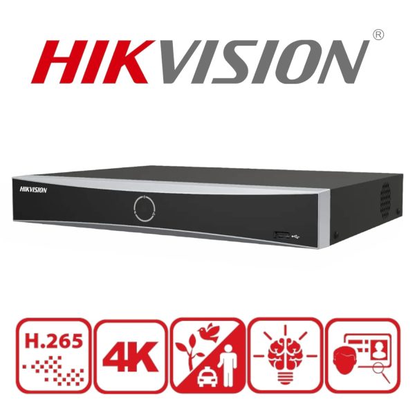 HIKVISION 8 Channel Accusense 4K Nvr Indoor [Ds-7608Nxi-K1] for IP Network CCTV Wired Cameras Black