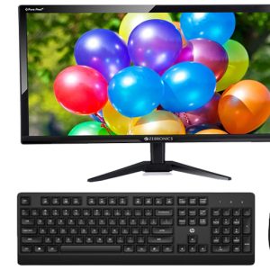 Lenovo Think centre M710q Tiny Desktop i5 8th Generation, 8GB RAM & 256 SSD Win 11 Pro, MS Office 360, WIFI , USB 3.0, Ethernet, VGA | 22″Zebronics Monitor. HP KM 150 Wired Mouse and Keyboard Combo (1-Year Warranty)