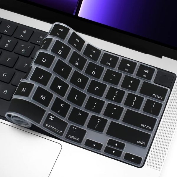 Keyboard Cover Skin for 2023 MacBook Air 15 inch M2 A2941/ MacBook Pro 14 16 inch M3 M2 Pro/Max A2918 A2992 A2991 A2779 A2780 Silicon Keyboard Protector Accessory (Black)