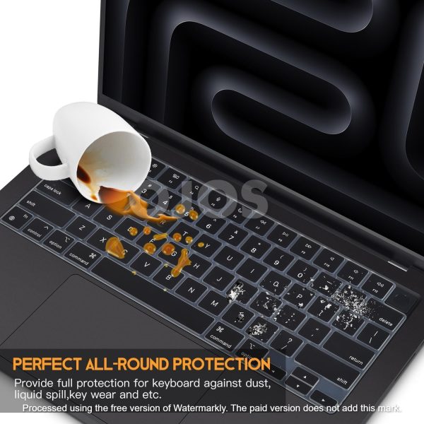 Keyboard Cover Skin for 2023 MacBook Air 15 inch M2 A2941/ MacBook Pro 14 16 inch M3 M2 Pro/Max A2918 A2992 A2991 A2779 A2780 Silicon Keyboard Protector Accessory (Black)