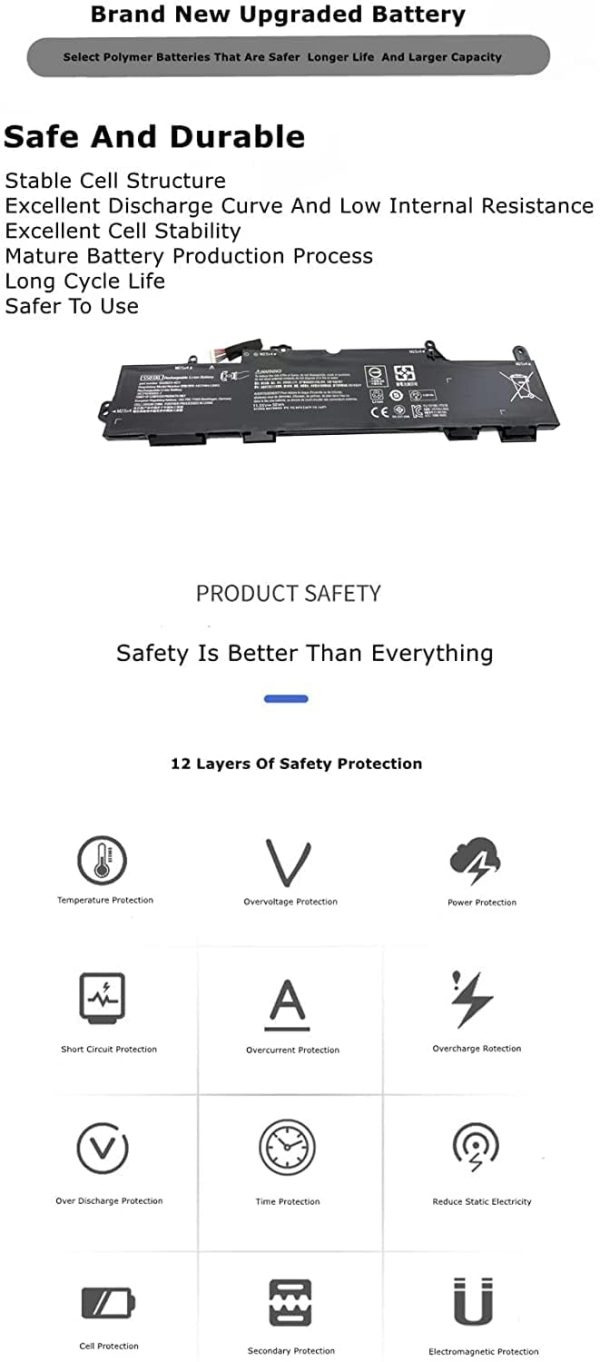 SS03XL 933321-855 Laptop Battery Compatible for HP EliteBook 830 G5 840 G5 846 G5 Series SS03XL HSTNN-LB8G 932823-421 933321-855 HSN-I12C HSN-I13C-4 Laptop Battery