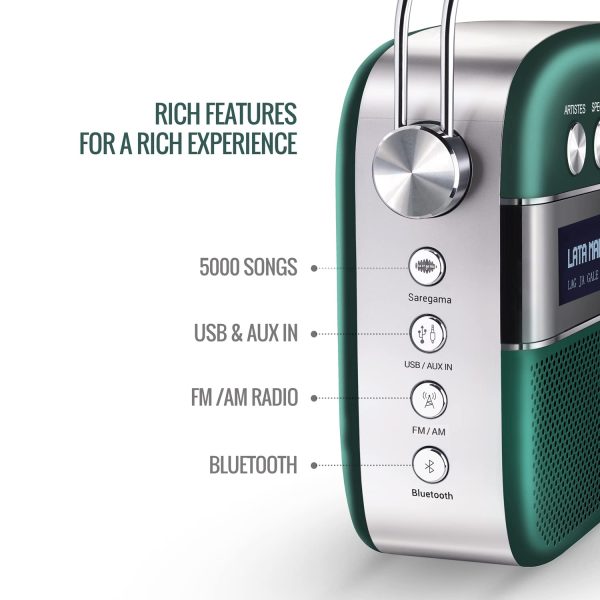 Saregama Carvaan Premium Hindi - Portable Music Player with 5000 Preloaded Songs, FM/BT/AUX (Emerald Green)