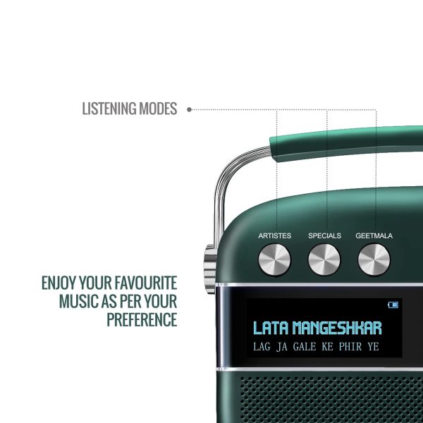 Saregama Carvaan Premium Hindi - Portable Music Player with 5000 Preloaded Songs, FM/BT/AUX (Emerald Green)