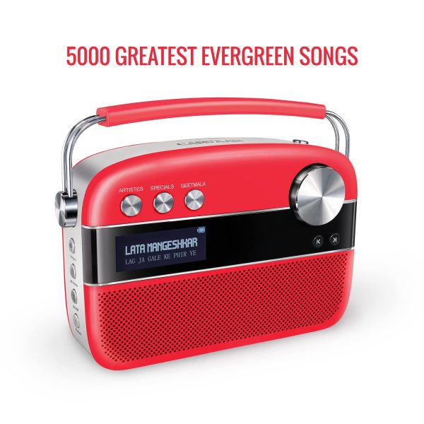 Saregama Carvaan Premium Hindi - Portable Music Player with 5000 Preloaded Songs, FM/BT/AUX (Coral Pink)