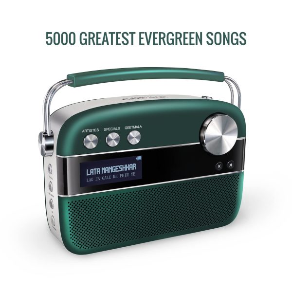 Saregama Carvaan Premium Hindi - Portable Music Player with 5000 Preloaded Songs, FM/BT/AUX (Emerald Green)