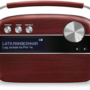 Saregama Carvaan Hindi - Portable Music Player with 5000 Preloaded Songs, FM/BT/AUX (Cherrywood Red)