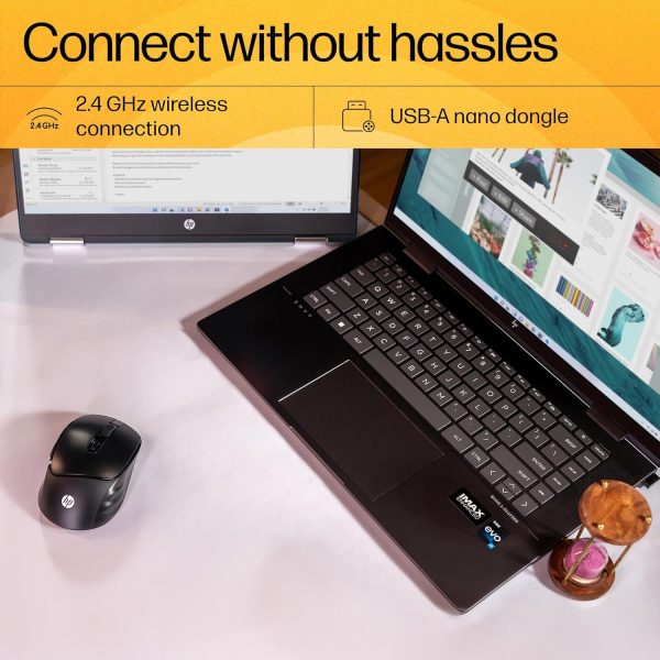 HP M120 Wireless Mouse, USB-A Nano Dongle, 2.4 Ghz Wireless Connection, 6 Buttons, Up to 1600 Dpi, Optical Sensor, Ergonomic Design, 12-Month Battery Life, 3-Year Warranty, 60G±5%, Black, 7J4G4Aa