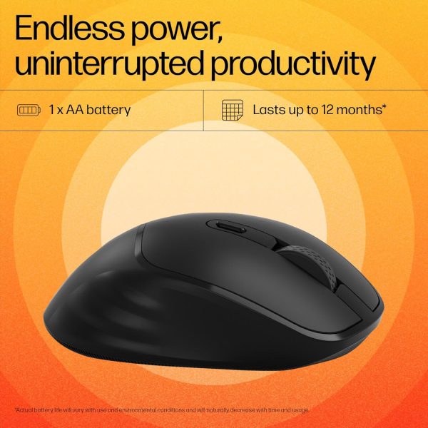 HP M120 Wireless Mouse, USB-A Nano Dongle, 2.4 Ghz Wireless Connection, 6 Buttons, Up to 1600 Dpi, Optical Sensor, Ergonomic Design, 12-Month Battery Life, 3-Year Warranty, 60G±5%, Black, 7J4G4Aa