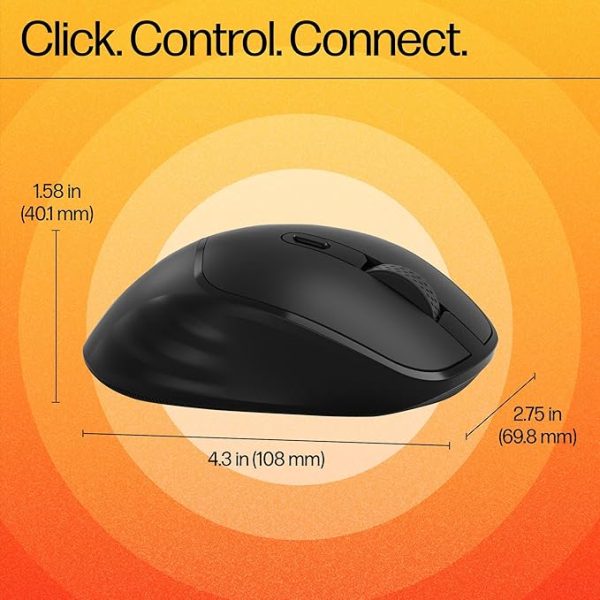 HP M120 Wireless Mouse, USB-A Nano Dongle, 2.4 Ghz Wireless Connection, 6 Buttons, Up to 1600 Dpi, Optical Sensor, Ergonomic Design, 12-Month Battery Life, 3-Year Warranty, 60G±5%, Black, 7J4G4Aa