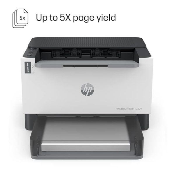 HP Laserjet Tank 1020w Printer, Wireless, Print, Hi-Speed USB 2.0, Bluetooth LE, Up to 22 ppm, 150-sheet Input Tray, 100-sheet Output Tray, 25,000-page Duty Cycle, Black and White, 381V6A