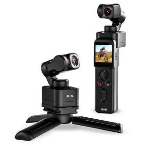 IZI IRIS Pocket 4K Vlogging Camera - with Dual AMOLED Display 1/1.3" CMOS Sensor, 3-Axis Gimbal Stabilizer, AI Tracking, 512GB Support, 160-Min Battery, Best Video Camera for Youtubers & Instagram