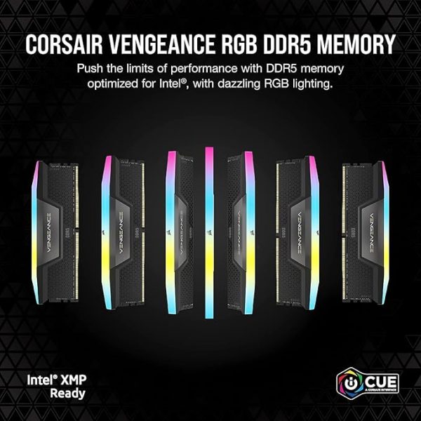 CORSAIR Vengeance RGB DDR5 RAM 32GB (2x16GB) 6000MHz CL36 Intel XMP iCUE Compatible Computer Memory - Black (CMH32GX5M2E6000C36)