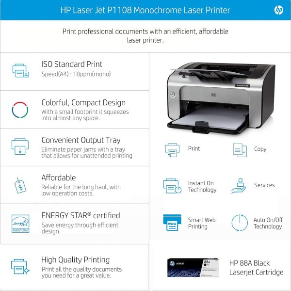 HP Laserjet P1108 Single Function Monochrome Laser Printer