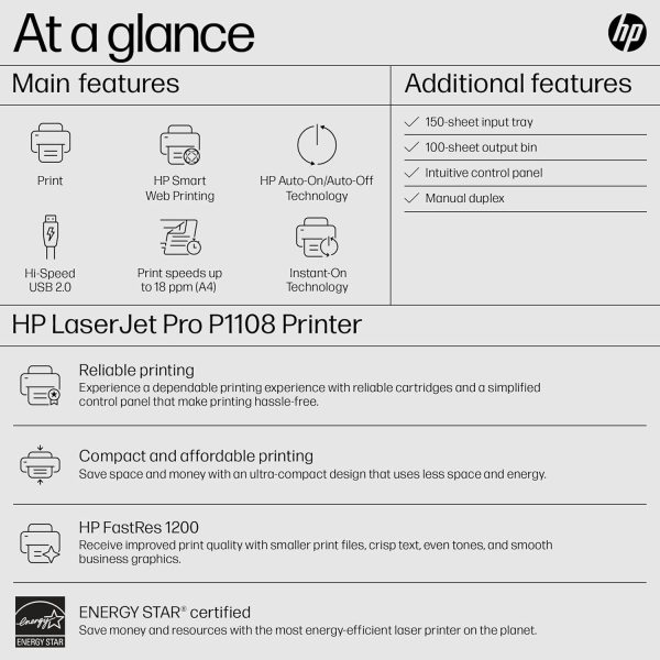 HP Laserjet P1108 Single Function Monochrome Laser Printer