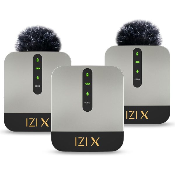 IZI X Dual Channel Wireless Microphone, 360° Omnidirectional, 120M Range, 16Hr Playback, Active Noise Cancellation, Fast Charging, DSLR & Android/iOS Compatible, Ideal for Vlogging