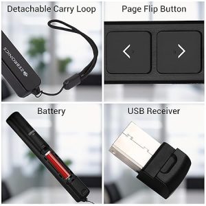 ZEBRONICS PP100, 2.4GHz Wireless Laser Pointer, Power Point Slide Changer, Page Flip Buttons, RED Laser, 10m Wireless Range + 100m Laser Range, Multi - OS | Software Compatible