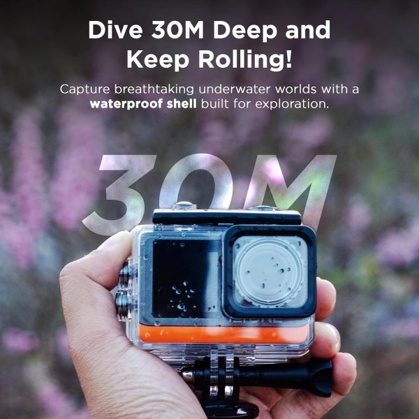 IZI One Lite 5K Action Camera - 4K 60FPS 50MP Ultra HD Action Cam, Dual Screen, EIS Stabilization, 170° Wide Angle, 30M Waterproof, 2-Battery - 180 mins Action, 256GB SD Card Support Action Camera.