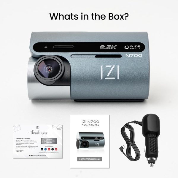 IZI N700 5MP Car Dash Camera - 2.5K, 170° FOV, Night Vision, WiFi, G-Sensor, Emergency Recording, 512GB SD Card Support, 24/7 Parking Monitor, Easy Install, Multiple Modes