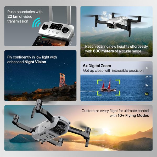 IZI Spectra Drone with Camera 4K HDR Cinematic, 1" CMOS sensor,102 Min Flight, 22KMs Video transmission, 3-Axis Gimbal, GPS drone, Omni obstacle sensor,1 key RTH, 2 Batteries