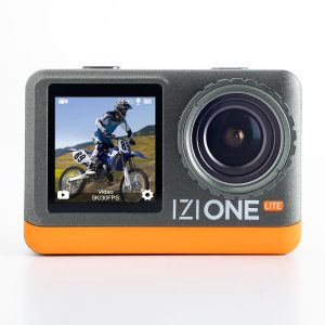 IZI One Lite 5K Action Camera - 4K 60FPS 50MP Ultra HD Action Cam, Dual Screen, EIS Stabilization, 170° Wide Angle, 30M Waterproof, 2-Battery - 180 mins Action, 256GB SD Card Support Action Camera.