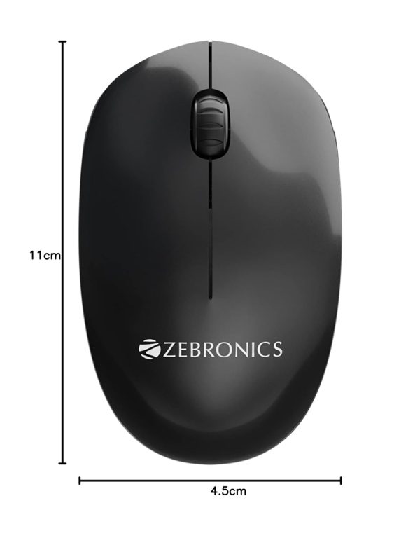 ZEBRONICS Cheetah Wireless Mouse with 1600 DPI, High Accuracy, Precise Usage, 3 Buttons, Ergonomic and Comfortable Design (Black)