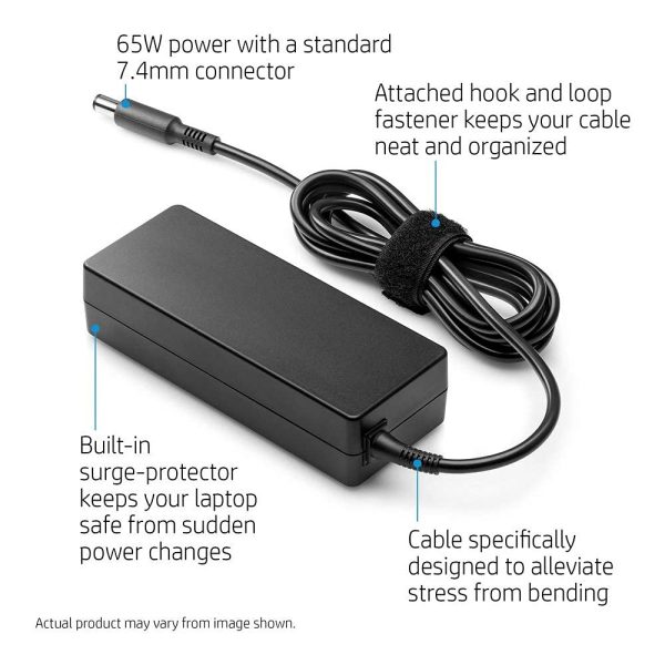 (Refurbished) HP Original 65W 7.4mm Adapter Charger for Laptops and Notebooks (Without Power Cord)