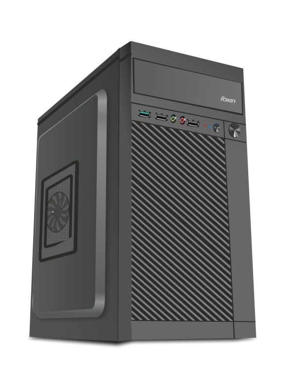 Foxin PACE Desktop Computer Case/PC Cabinet - with Steel Metal Body | ATX Motherboard Compatible | Color Metallic Black