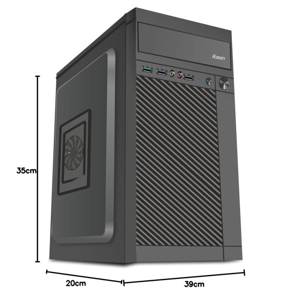 Foxin PACE Desktop Computer Case/PC Cabinet - with Steel Metal Body | ATX Motherboard Compatible | Color Metallic Black