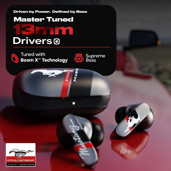 Boult X Mustang Newly Launched Dyno TWS Earbuds with 60H Playtime, App Support, Dual Pairing, 4 Mics ENC, 45ms Low Latency, 13mm Drivers, Touch Controls, Made in India, IPX5 Ear Buds Wireless (Grey)