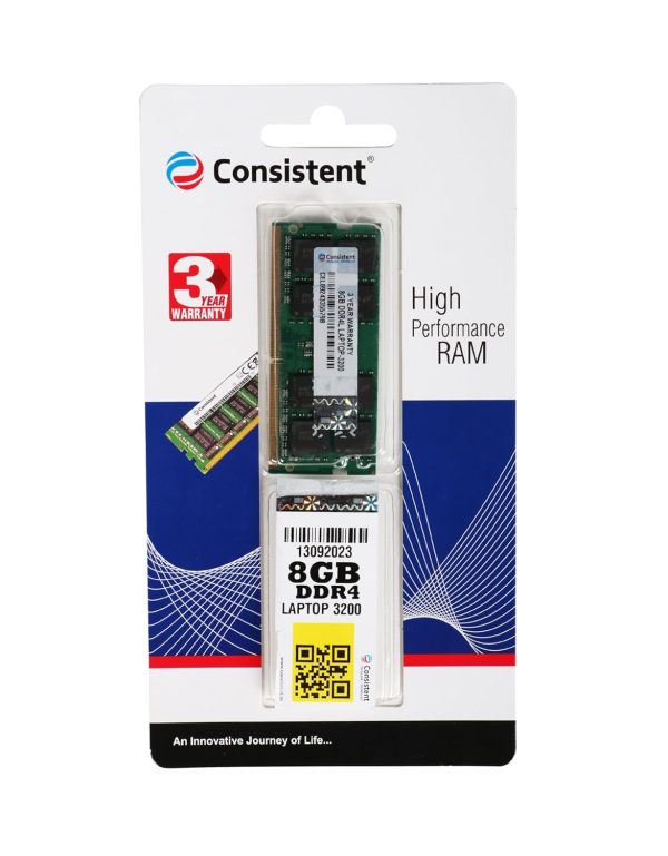 Consistent 8GB DDR4 RAM 3200Mhz Laptop RAM, Plug-and-Play, No Additional Drivers Required with 3 month Warranty