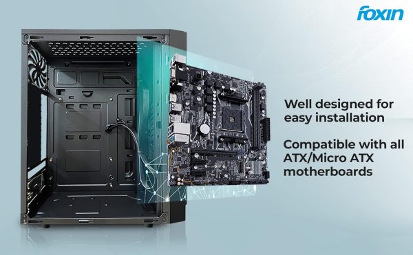 Foxin Race Desktop Computer Case/PC Cabinet - with Steel Metal Body | All ATX Motherboard Compatible | Color Metallic Black