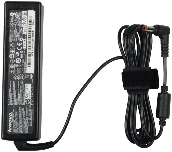 (Refurbished) Lenovo 65W USB Slim Tip Rectangular pin Laptop Adapter/Charger with Power Cord for Select Models of Lenovo Laptops (Black)