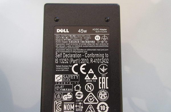 (Refurbished) Dell Original 45W Adapter 19.5V pin 4.5 mm Charger for Laptops Inspiron Black Without Power Cord