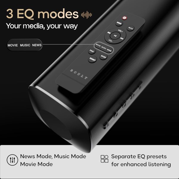 Boult Newly Launched Bassbox X60 2.1 Channel Soundbar with 60W Output, BoomX Dual Dynamic Drivers, Subwoofer, BT V5.4, EQ Modes, Dedicated DSP, Multi-Connectivity HDMI ARC, USB, AUX, Remote Controls