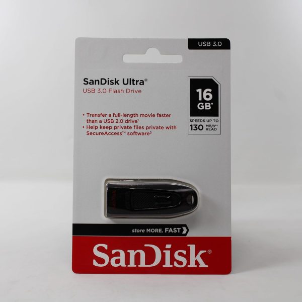 SanDisk Ultra 16GB, USB 3.0, Flash Drive, Upto 130MB/s R, Pendrive, Black, 5Y Warranty (SDCZ48-016G-I35)