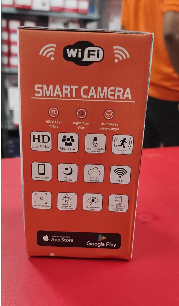 BE-CAM Full HD Smart WiFi Camera, 360° Viewing Angle, SD Slot for Local Storage up to 128GB, 2-Way Audio, 24x7 Color Vision, Motion Detection, 2.4 GHz, CCTV Camera for Home,Sleep Mode for Privacy