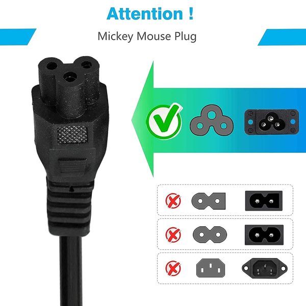 Storite 2.5 Meter 3 Pin Laptop Power Cable Cord Universal AC Replacement Power Cord for Laptop