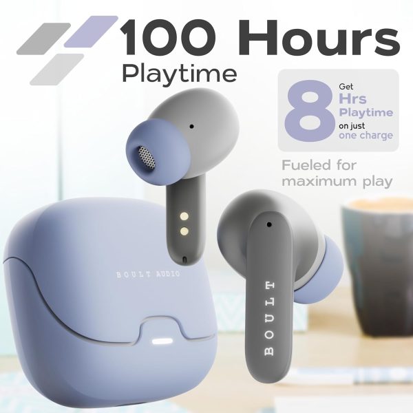 Boult Audio Z40 Pro with 100H Playtime, Quad Mic ENC, 45ms Low Latency Gaming, Premium Rubber Grip Case, 13mm Bass Drivers, Made in India TWS Bluetooth 5.3 Truly Wireless in Ear Earbuds (Lavender)