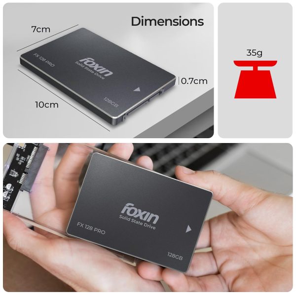 Foxin 128 GB PRO SSD | Hard Disk with 3D NAND Technology & 2.5 Inch SATA III 6GB/S | Read Speed 550mbps, Write Speed 500 mbps | 5 Years Warranty