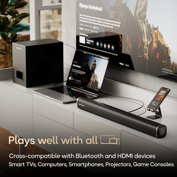 Boult Newly Launched Bassbox X60 2.1 Channel Soundbar with 60W Output, BoomX Dual Dynamic Drivers, Subwoofer, BT V5.4, EQ Modes, Dedicated DSP, Multi-Connectivity HDMI ARC, USB, AUX, Remote Controls