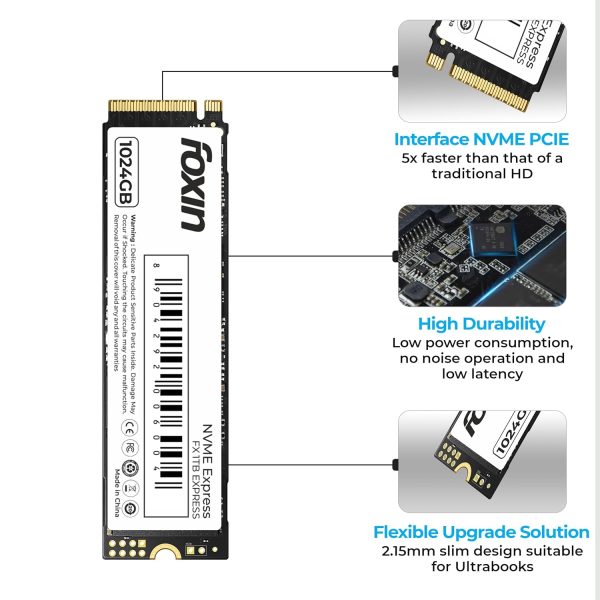 Foxin SSD 1TB NVME | Internal Hard Disk with Micron Chipset, SMI Controller, PCIE 3.0 Interface | Ultra-Low Power Consumption, 5 Years Limited Warranty