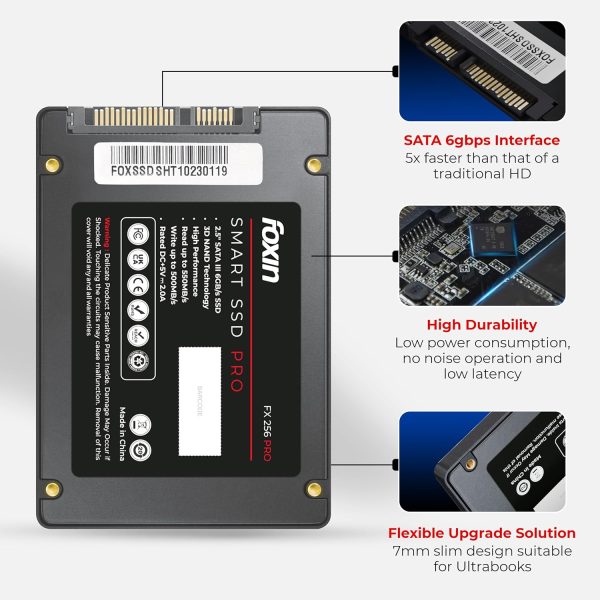 Foxin 256 GB PRO SSD | Hard Disk with 3D NAND Technology & 2.5 Inch SATA III 6GB/S Speed with 5 Years Limited Warranty