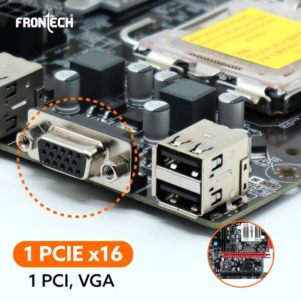 FRONTECH G41 Chipset Motherboard with 2xDDR3 RAM Slots LGA775 Supports Core 2 Quad/Core 2 Extreme/Duo/Pentium/Celeron Processors|6+2 USB Ports|PCIe 16x|4xSATA Slots |1xVGA (FT-0464)