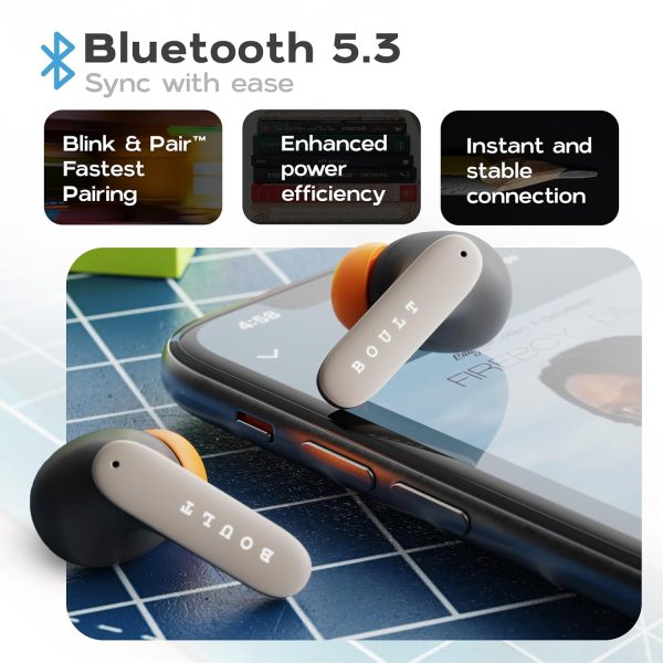 Boult Audio Z40 Pro with 100H Playtime, Quad Mic ENC, 45ms Low Latency Gaming, Premium Rubber Grip Case, 13mm Bass Drivers, Made in India TWS Bluetooth 5.3 Truly Wireless in Ear Earbuds (Dawn)