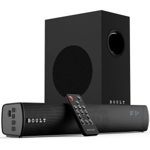 Boult Newly Launched Bassbox X60 2.1 Channel Soundbar with 60W Output, BoomX Dual Dynamic Drivers, Subwoofer, BT V5.4, EQ Modes, Dedicated DSP, Multi-Connectivity HDMI ARC, USB, AUX, Remote Controls