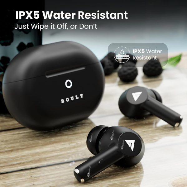 Boult Audio K45 Truly Wireless in Ear Earbuds with 35H Playtime, Zen™ ENC Mic, 45ms Low Latency, 13mm Bass Drivers, Type-C Fast Charging, Made in India, Touch Controls, IPX5 Ear Buds TWS (Black)